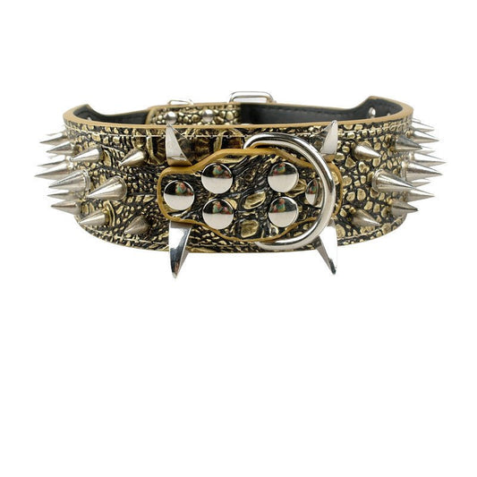 Dog Anti Bite Collar for Female M Size with Traction Rope Rivet Chain and Bully Pit Bull Design - Alternative Gothic Dark Wear | Embrace Dark Aesthetic Men & Women Gothic Clothing