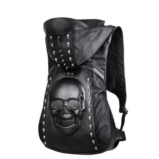 Hooded Skull Hat Backpack Europe And America Halloween Steampunk Rivet Hat Backpack - Alternative Gothic Dark Wear | Embrace Dark Aesthetic Men & Women Gothic Clothing