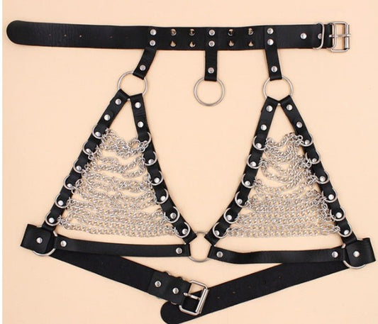 Pointed Rivet Punk Collar Belt Jewelry Waist Chain Belt Body Chain - Alternative Gothic Dark Wear | Embrace Dark Aesthetic Men & Women Gothic Clothing