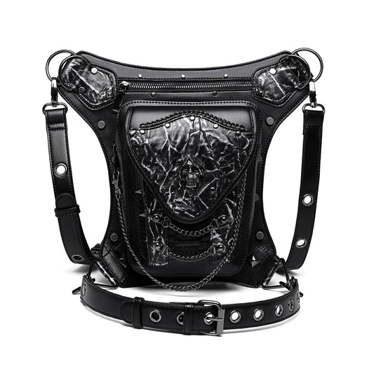 New Steampunk Skull Chain Locomotive Bag - Alternative Gothic Dark Wear | Embrace Dark Aesthetic Men & Women Gothic Clothing