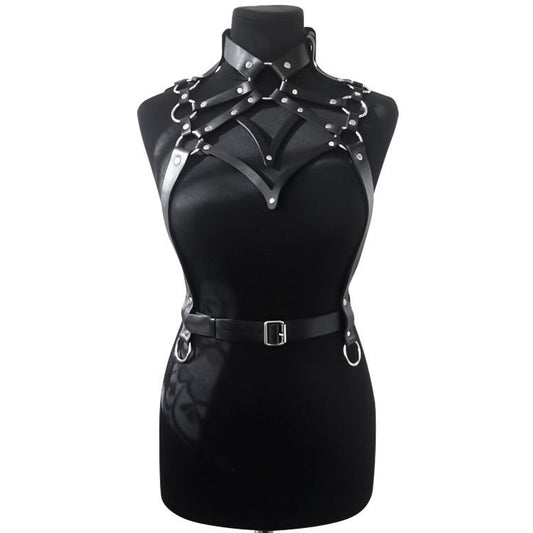 Women's Artificial Leather Body Belly Band Shoulder Wearing Ring Horse Harness For Dancing Toys With Fetish - Alternative Gothic Dark Wear | Embrace Dark Aesthetic Men & Women Gothic Clothing