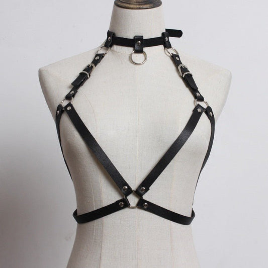 Gothic Harajuku Harness Cage Bra Underwear - Alternative Gothic Dark Wear | Embrace Dark Aesthetic Men & Women Gothic Clothing