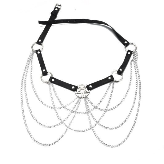 Pentagram Body Chain Jewelry Sexy Belt Belt Chain Gothic Harness - Alternative Gothic Dark Wear | Embrace Dark Aesthetic Men & Women Gothic Clothing