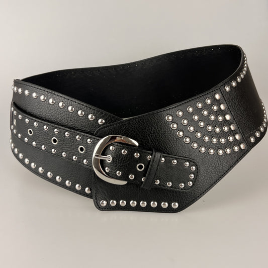 Asymmetric Belt Rivet Sewing Leather Wide Waist Seal