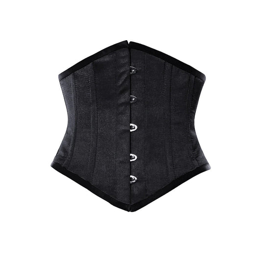 Alisson Black Satin Underbust Corset The Shadow Sculptor Cotton Corset - Alternative Gothic Dark Wear | Embrace Dark Aesthetic Men & Women Gothic Clothing