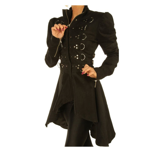 Gothic Attitude Women’s Steampunk D-Ring Studded Black Jacket