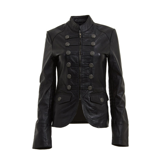 Women Military Coat Fashion Style Leather Blazer Coat Comfort Style - Alternative Gothic Dark Wear | Embrace Dark Aesthetic Men & Women Gothic Clothing