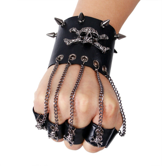 Punk Vision Skull Multi-Chain Finger Bracelet Edgy and Bold Look