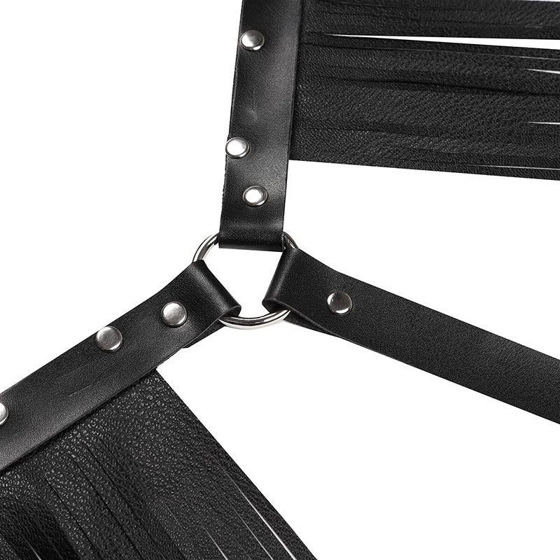Women's Fashion Simple Tassel Harness Skirt Belt Set Leather Harness