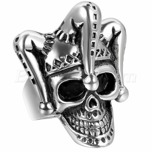 European And American Fashion Skull Head Imitation Stainless Steel Clown Ring Gothic Men's Jewelry Ring