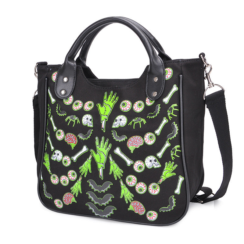 Halloween skull print handbag