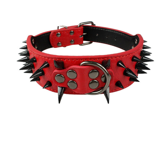 Dog Anti Bite Collar for Female M Size with Traction Rope Rivet Chain and Bully Pit Bull Design