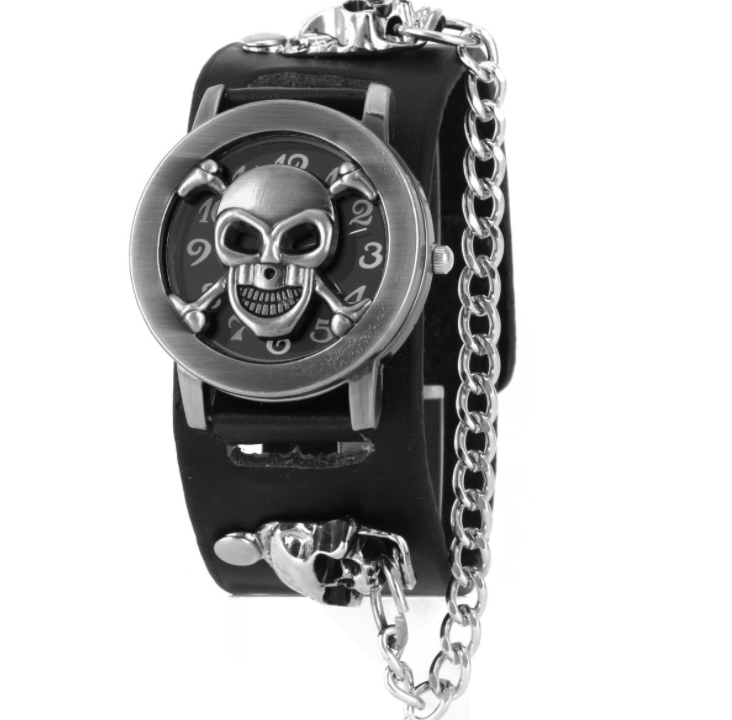 Brown Skull Watch with Chain Bold and Edgy Look