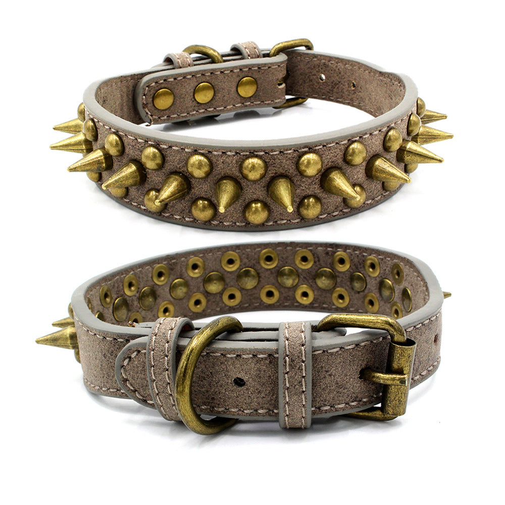 Bronze Pet Collar with Pointed Rivet Detailing Bold and Edgy Look