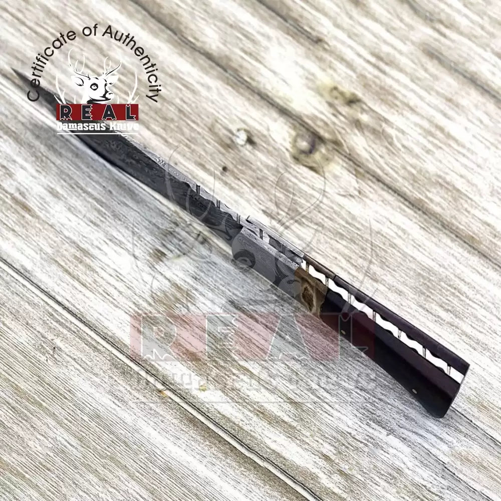 Damascus Steel Blade Knife, Fire Pattern Hunting Knife