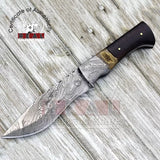 Damascus Steel Blade Knife, Fire Pattern Hunting Knife