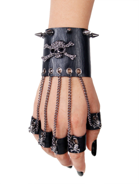 Punk Vision Skull Multi-Chain Finger Bracelet Edgy and Bold Look