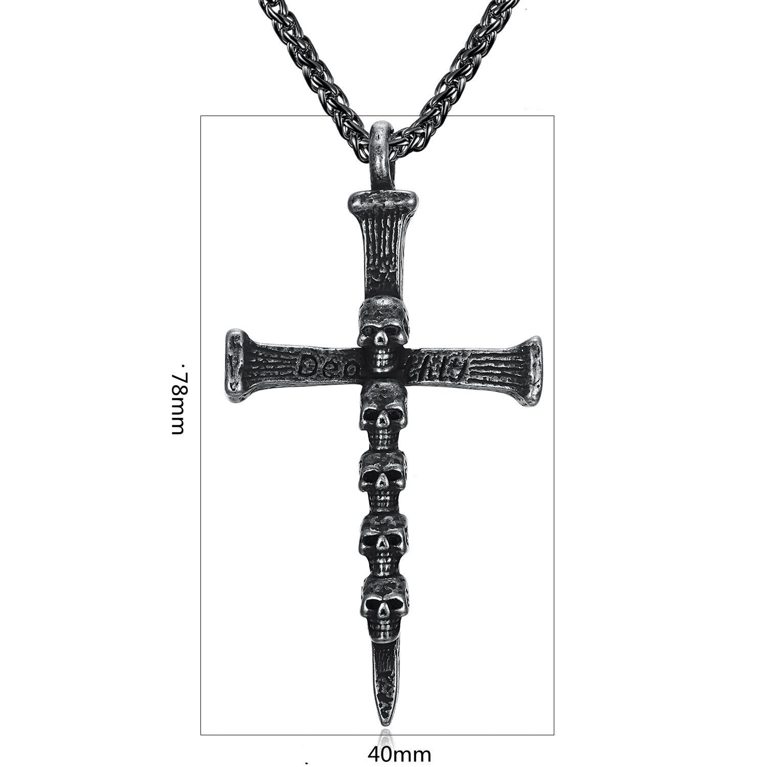 Retro Gothic Skull Cross Motorcycle Stainless Steel Pendant Necklace