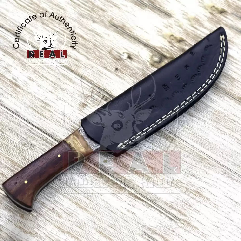 Damascus Steel Blade Knife, Fire Pattern Hunting Knife