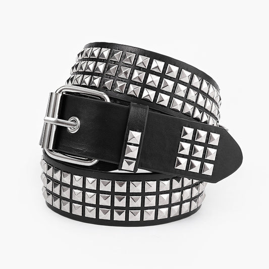 Women's Square Bead Rivet Belt Waist Belt