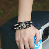 Studded Skull Leather Bracelet European And American Retro Men And Women