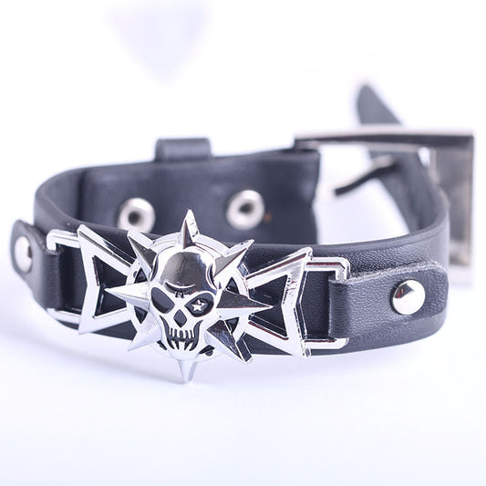 Men Skull Hip Hop Alloy Leather Bracelet Edgy and Bold Style