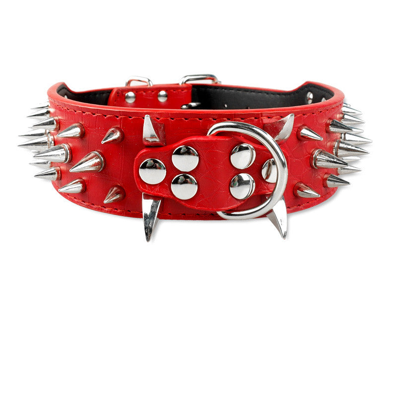 Dog Anti Bite Collar for Female M Size with Traction Rope Rivet Chain and Bully Pit Bull Design