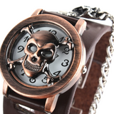 Brown Skull Watch with Chain Bold and Edgy Look