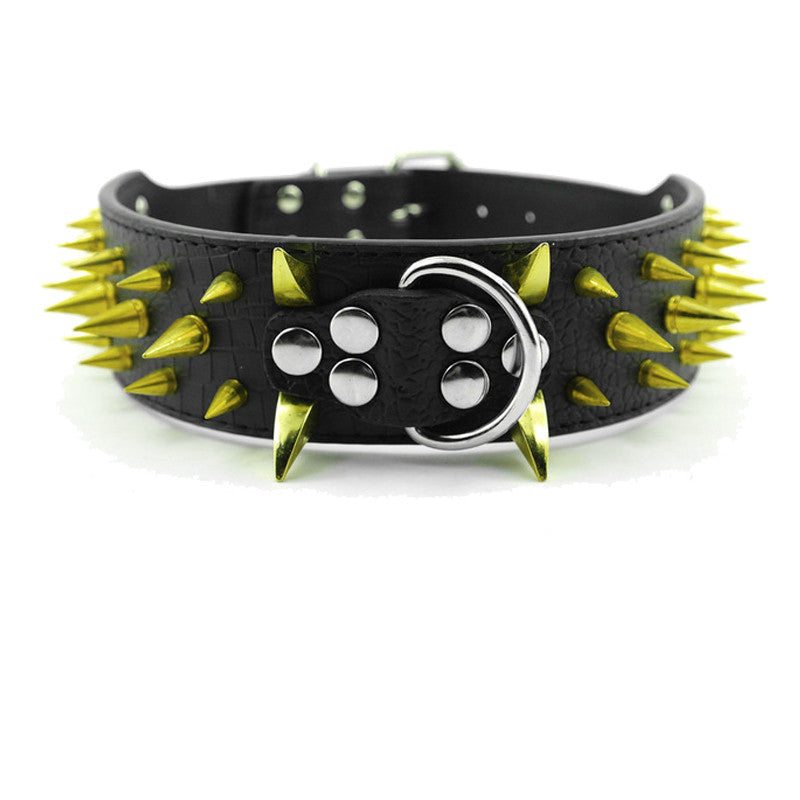 Dog Anti Bite Collar for Female M Size with Traction Rope Rivet Chain and Bully Pit Bull Design