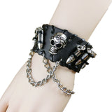 Personalized leather skull bullet alloy bracelet