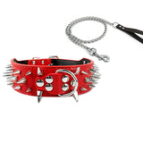 Dog Anti Bite Collar for Female M Size with Traction Rope Rivet Chain and Bully Pit Bull Design