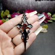 European And American Fashion Gothic Black Cross Pendant Necklace With Diamonds