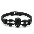 Neutral Men Skull Black Button Leather Bracelet Bold and Stylish Style