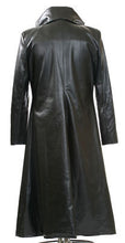 Load image into Gallery viewer, Men Leather Long Coat Black Faux Leather Vampire Victorian Coat Trench Coat
