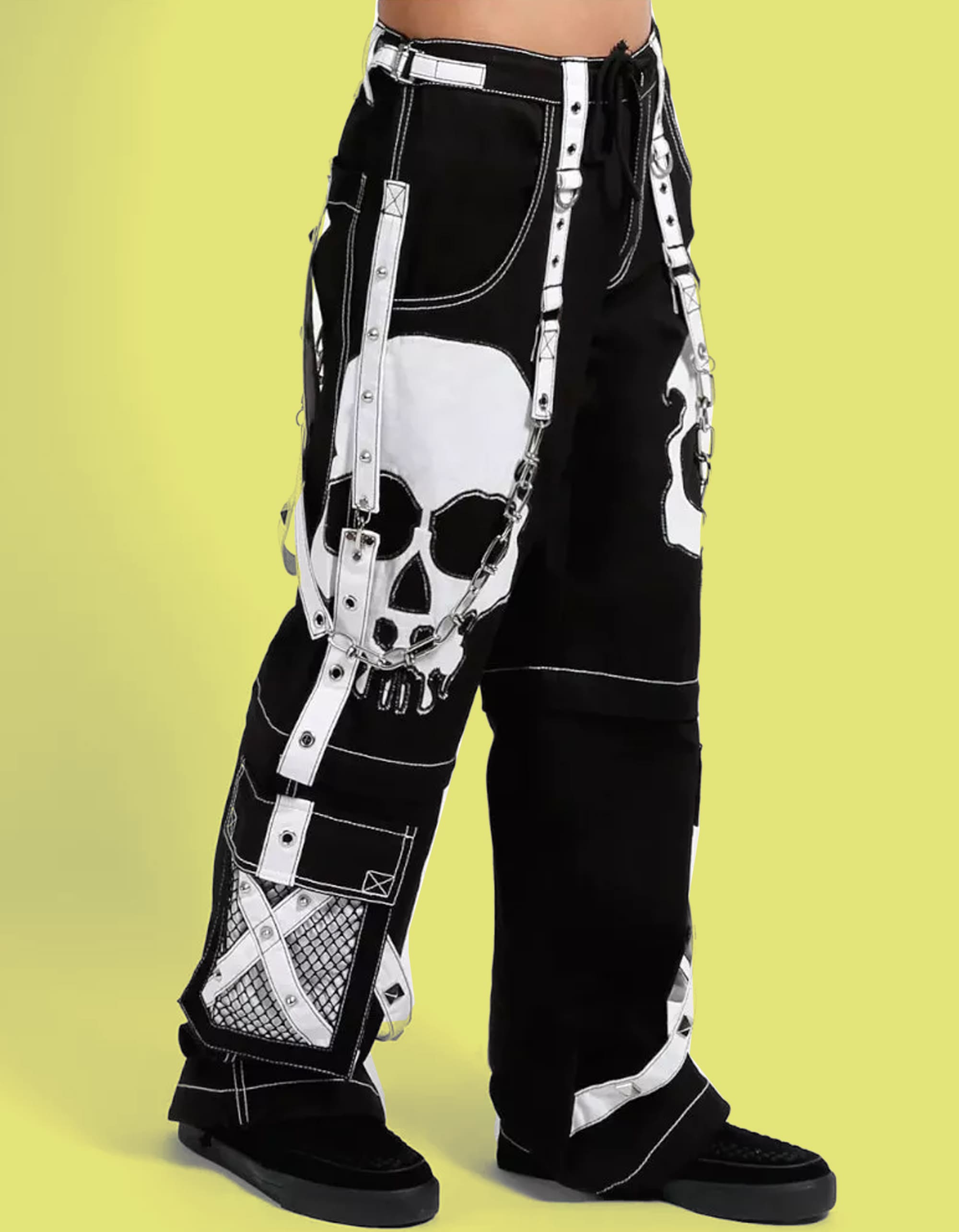 Men Gothic Red Skull Trousers Dark Street Punk Pants Baggy Style Trousers