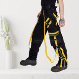 Men’s Gothic Cyber Goth Pants Black Techwear Baggy Trousers Emo Punk Pant