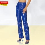 Women PVC Vinyl Skinny Pants Heston High Gloss Straight Leg Rainwear