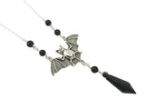 European And American Gothic Wizard Bat Necklace Magic Black Water Drop Crystal Pagan Necklace