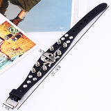 Studded Skull Leather Bracelet European And American Retro Men And Women