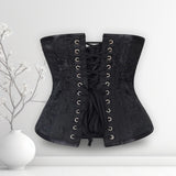 Alison Black Brocade Underbust Corset Gothic Elegance with Steel Discipline