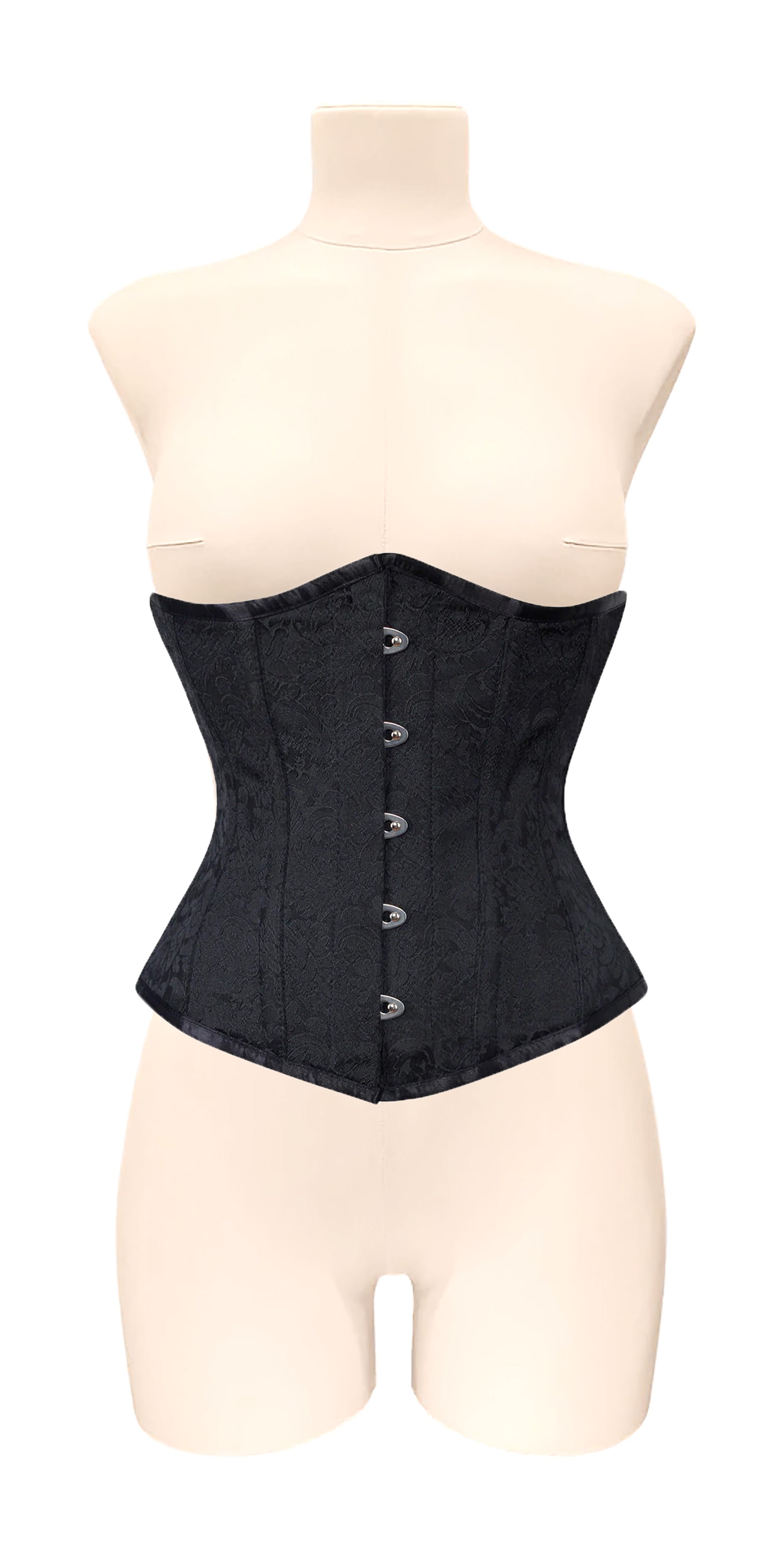 Alison Black Brocade Underbust Corset Gothic Elegance with Steel Discipline