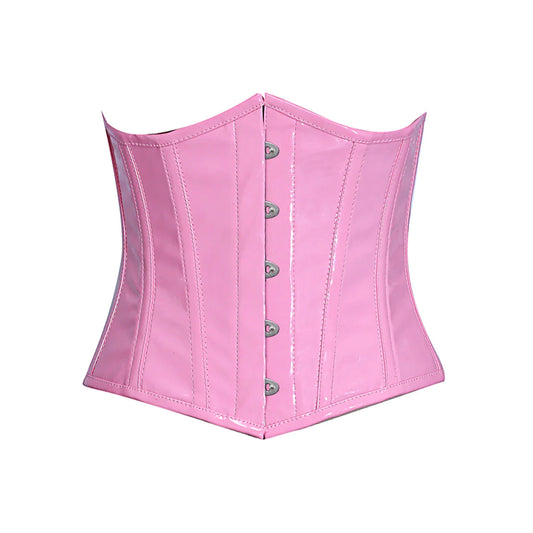 Arielle Pink PVC Steel Boned Underbust Corset Glossy Waist Trainer for Bold Fashion