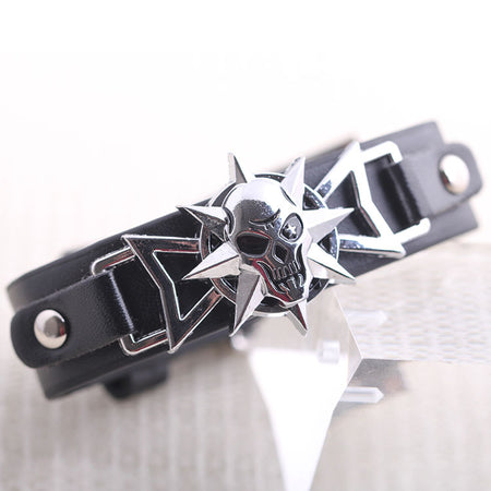 Men's Skull Hip Hop Alloy Leather Bracelet