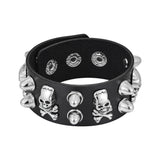 Round Rivet Gothic Bracelet Hip Hop Dark Skull Head Leather