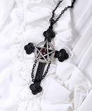 Satan Gothic Dark Pentagram Cross Necklace