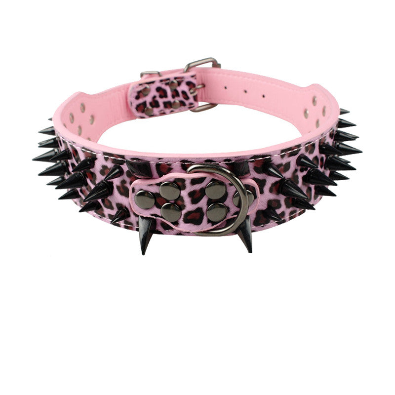 Dog Anti Bite Collar for Female M Size with Traction Rope Rivet Chain and Bully Pit Bull Design