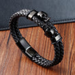 Skull Stainless Steel and Leather Bracelet Bold Gothic Style