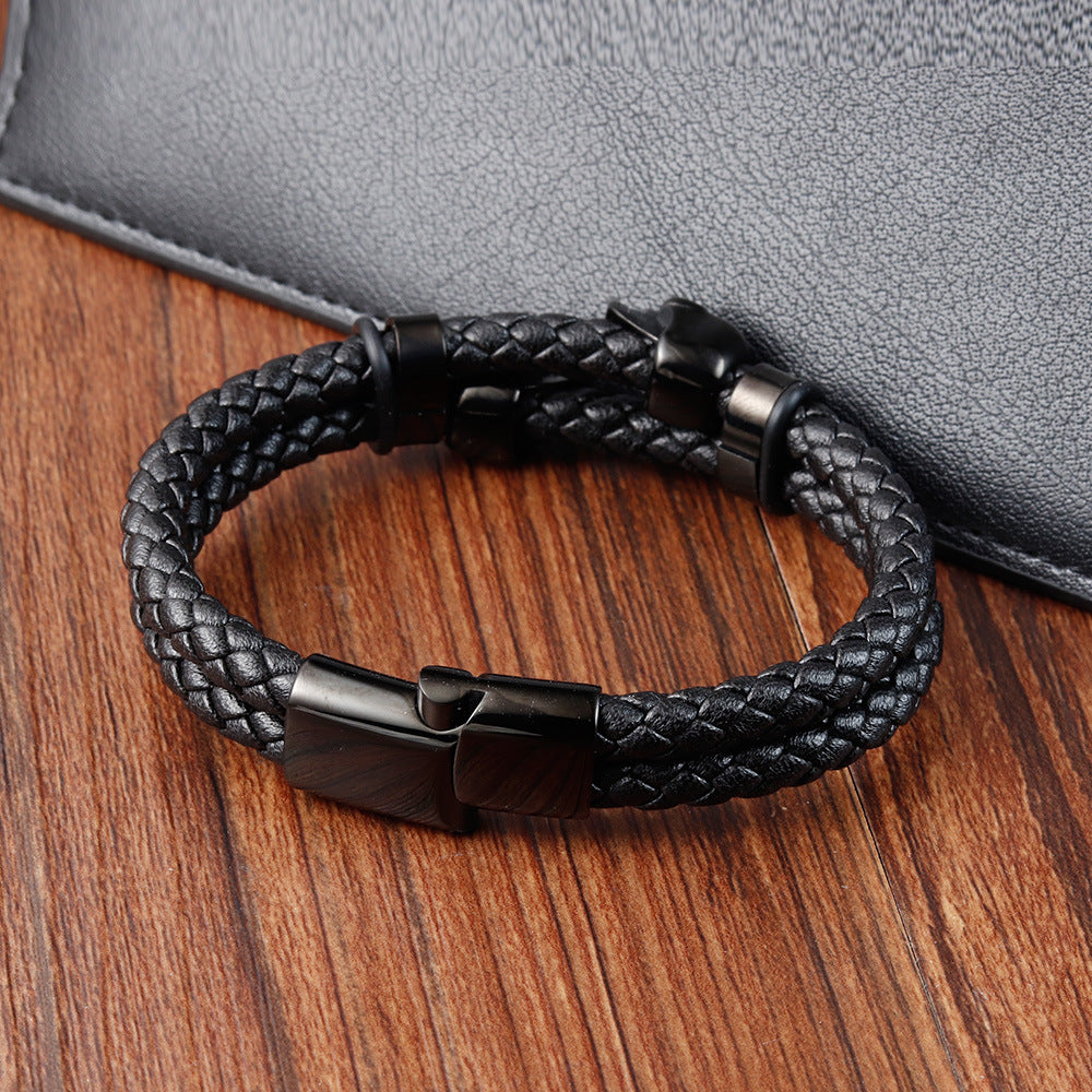 Skull Stainless Steel and Leather Bracelet Bold Gothic Style