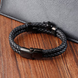 Skull Stainless Steel and Leather Bracelet Bold Gothic Style