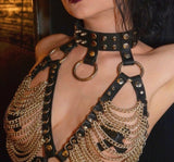 Pointed Rivet Punk Collar Belt Jewelry Waist Chain Belt Body Chain